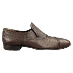 BALLY Danube Size 10 Brown Perforated Leather Cap Toe Loafers