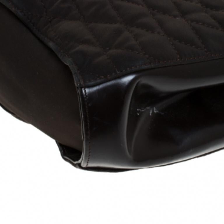 Bally Marrone Scuro - Borsa in Nylon Trapuntato e Pelle Vernice in vendita 1