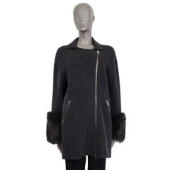 BALLY dunkelgraue Strickjacke aus Wolle & Kaschmir FUR CUFF Strick 36 S