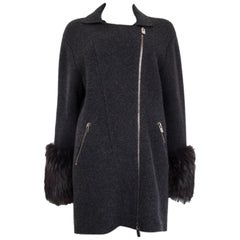 BALLY dunkelgraue Strickjacke aus Wolle & Kaschmir FUR CUFF Strick 36 S