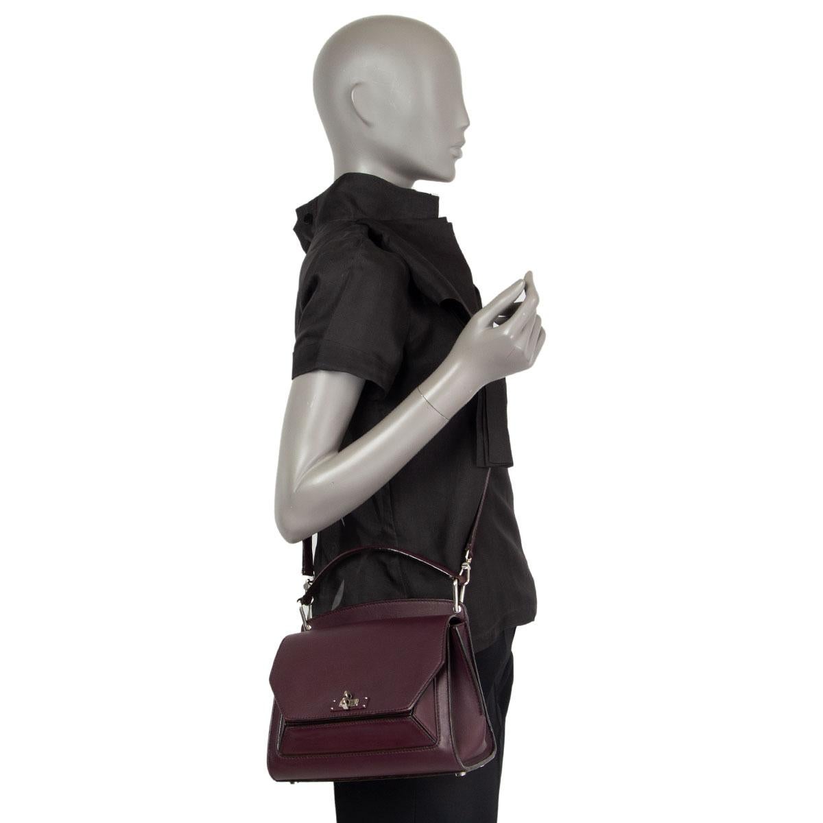 Women's BALLY eggplant purple leather B TURN SATCHEL Shoulder Bag