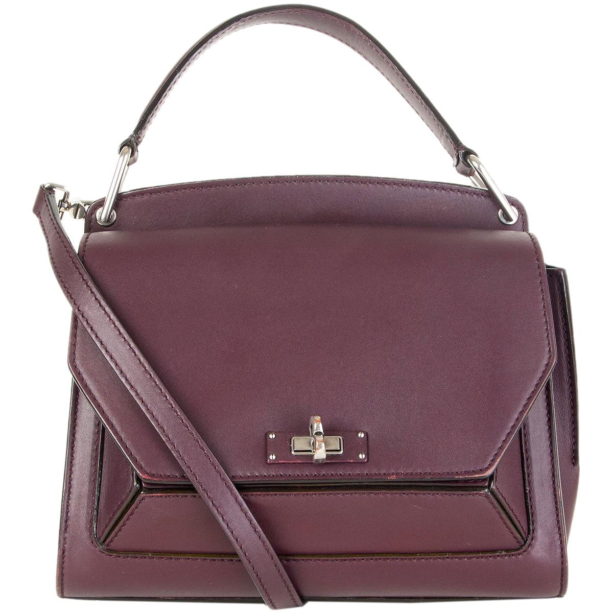 BALLY eggplant purple leather B TURN SATCHEL Shoulder Bag