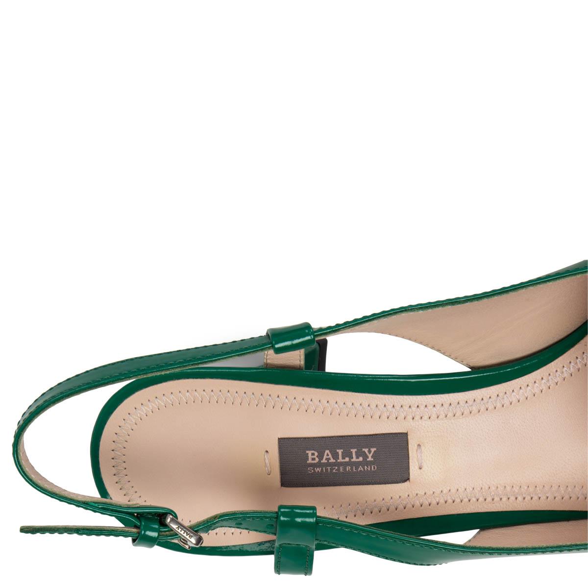 Green BALLY emerald green leather BLOCK HEEL SLINGBACKS Pumps Shoes 39