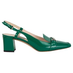 BALLY emerald green leather BLOCK HEEL SLINGBACKS Pumps Shoes 39