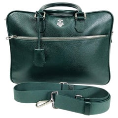 Bally Forest Green Pigskin Leather Carry On Business Bag Shoulder Strap