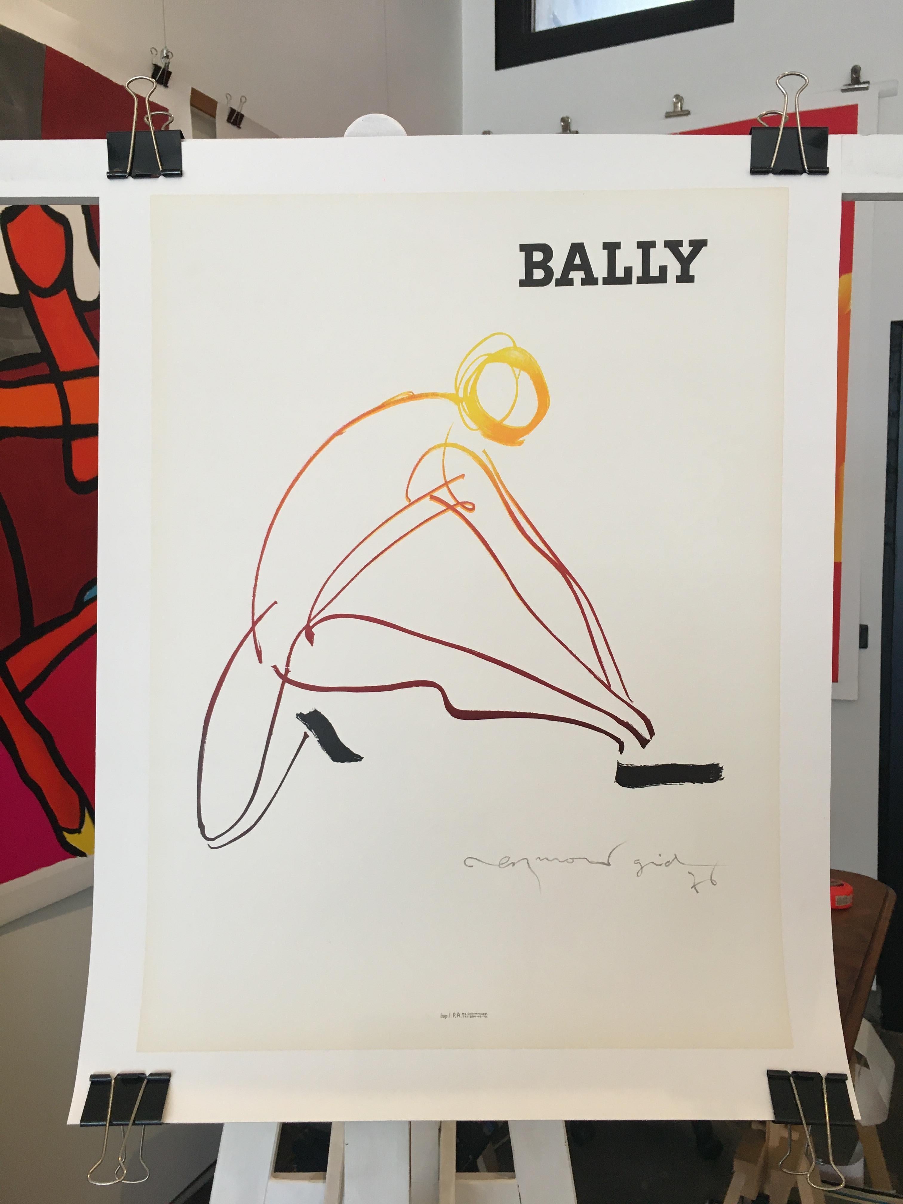 Minimalist Bally Gid Homme, Small Format, Original Vintage Poster, 1976