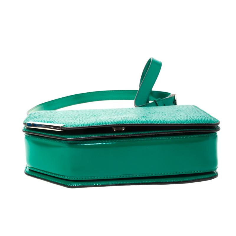 Bally Green Leather Corner Shoulder Bag 1