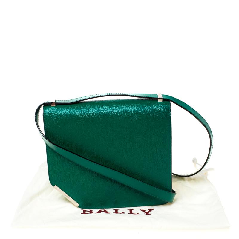 Bally Green Leather Corner Shoulder Bag 1