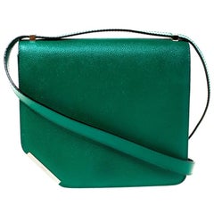 Bally Green Leather Corner Shoulder Bag