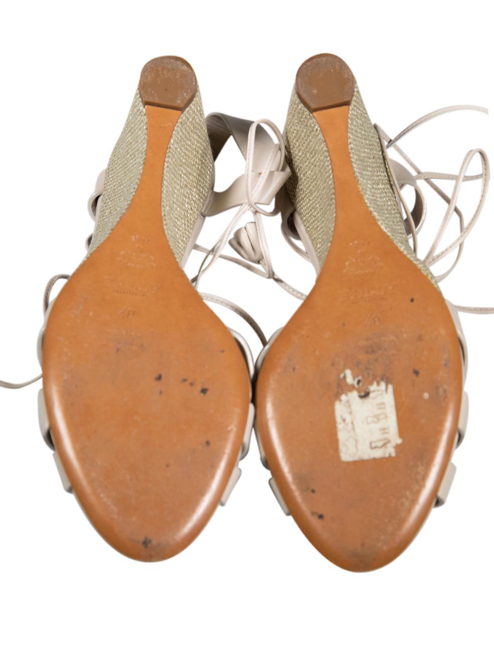 Bally Grey Leather Strappy Wedges Size IT 40 In Good Condition For Sale In London, GB