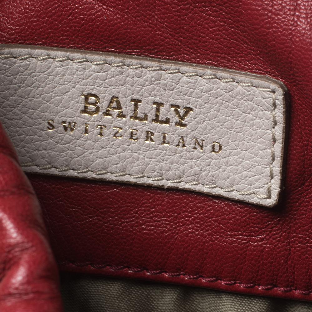 Bally Grey/Red Leather Papillon Tote 3