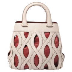 Bally Grey/Red Leather Papillon Tote