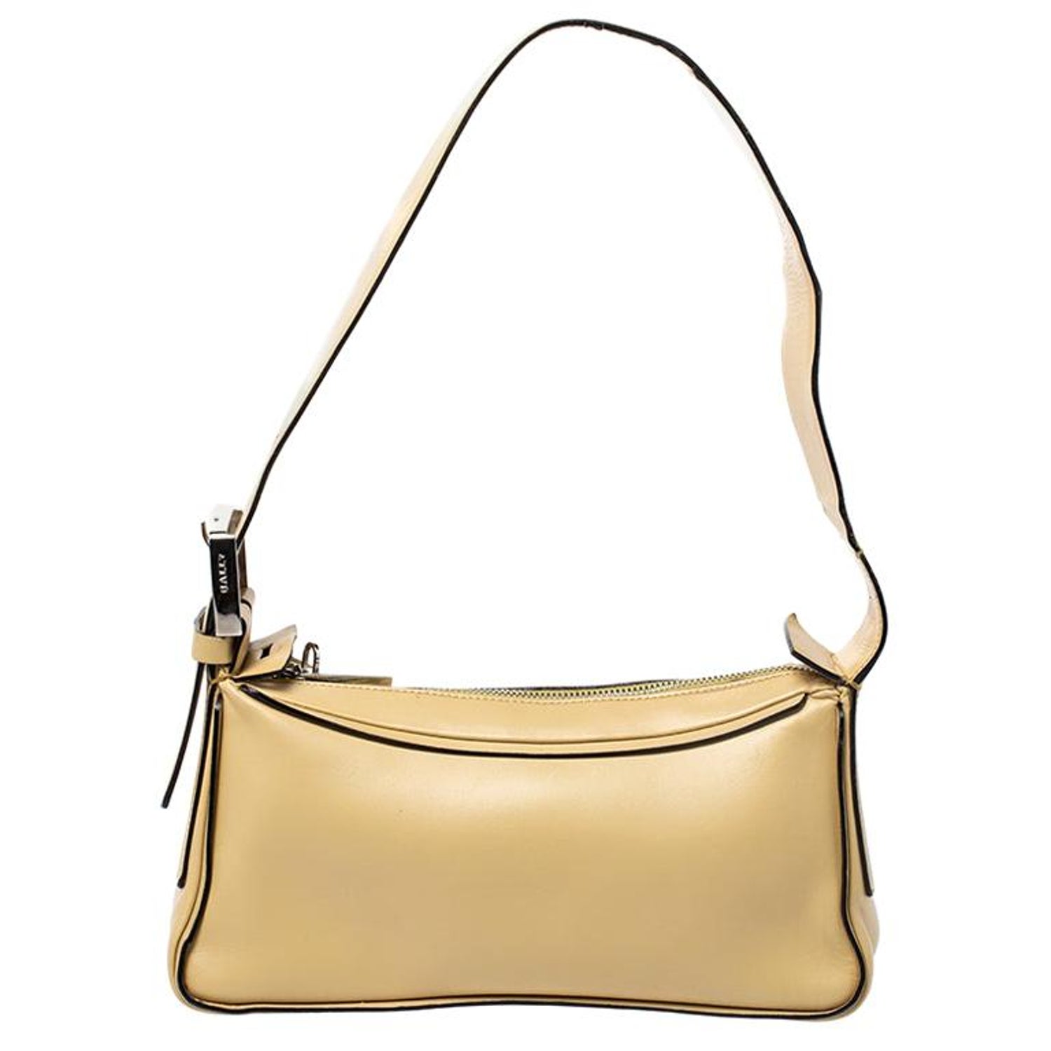 Bally Light Yellow Leather Zip Shoulder Bag at 1stDibs