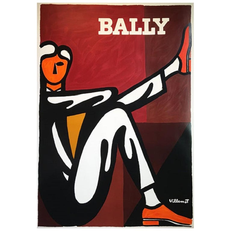 Vintage Poster Original Bally Man Bernard Villemot French Art Fashion ...