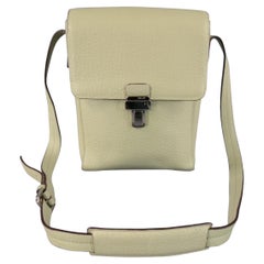 BALLY Mint Green Beige Textured Leather Cross Silver Buckle Body Bags
