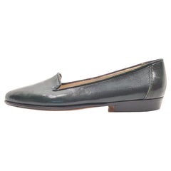 Bally New Nappa Leather Isabel CushionedArch DarkGreen Ballet-Style Loafers