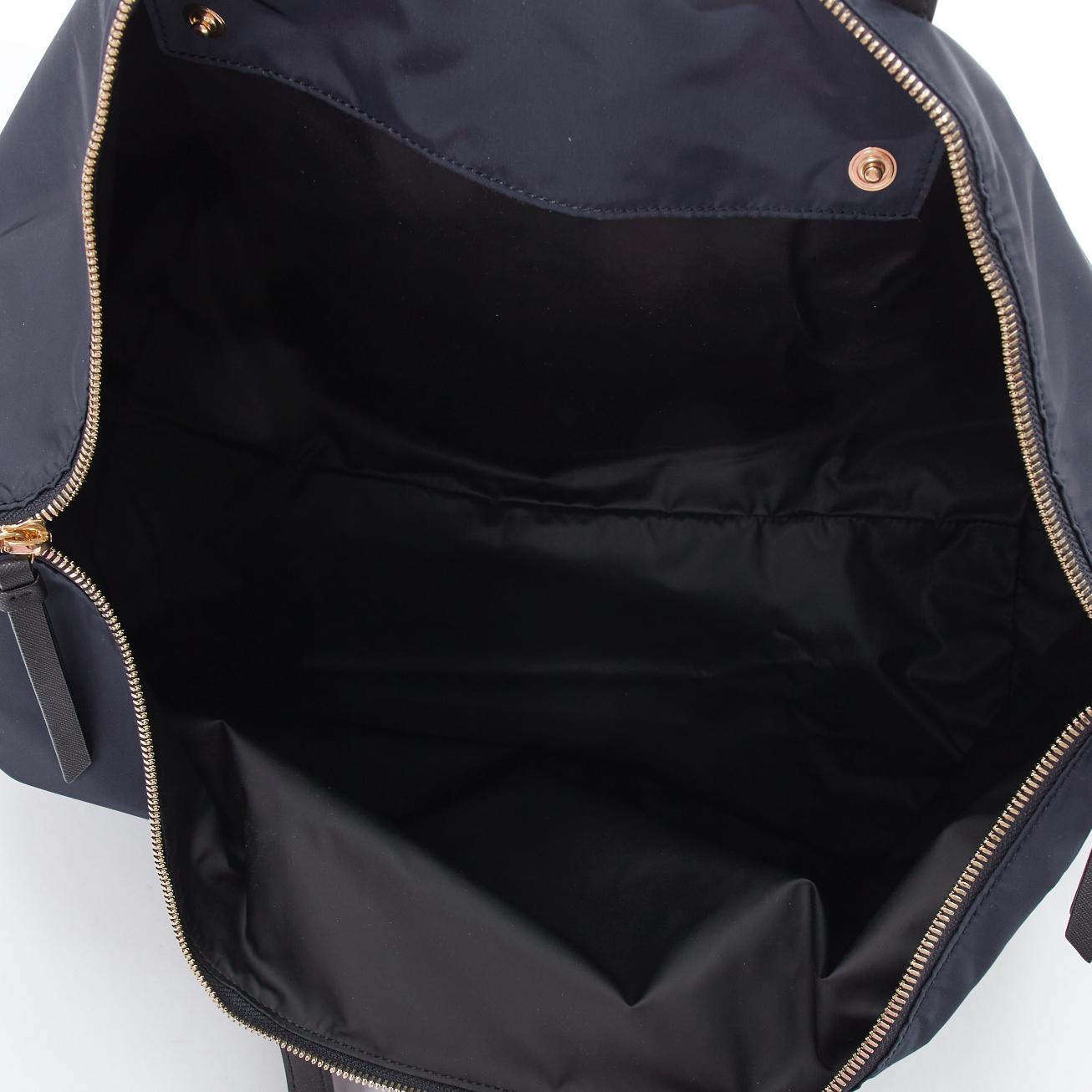 BALLY navy nylon white logo travel luggage foldable shoulder tote bag For Sale 3
