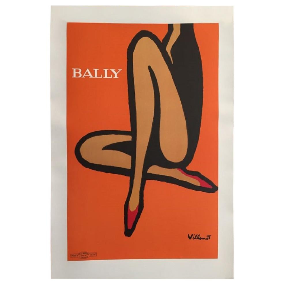 Bally Orange Small linen backed Original Vintage Poster