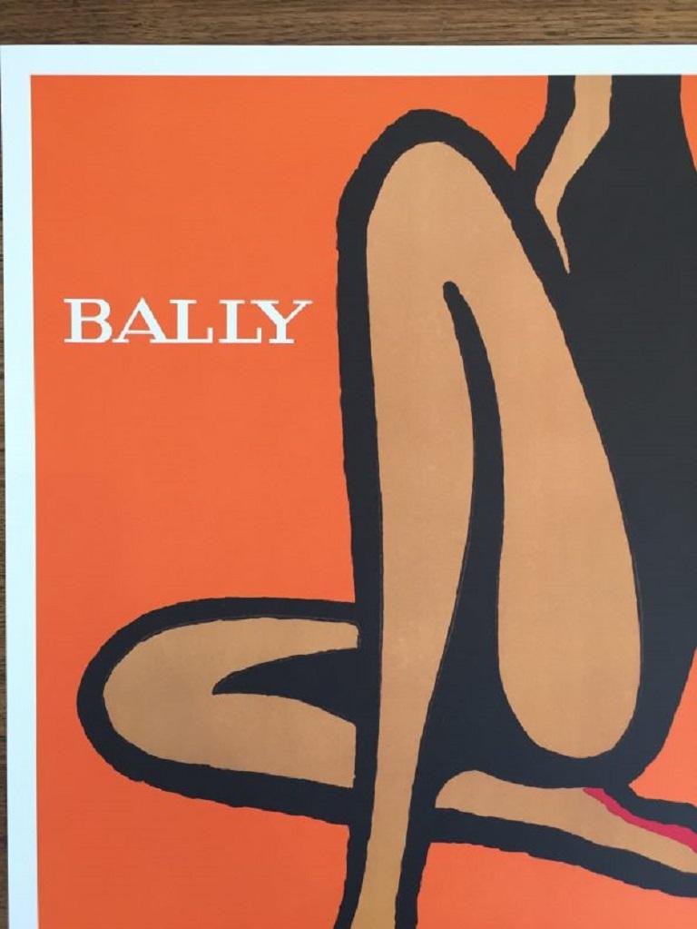 Paper Bally Orange Small, Villemot 1967 Original Vintage Poster