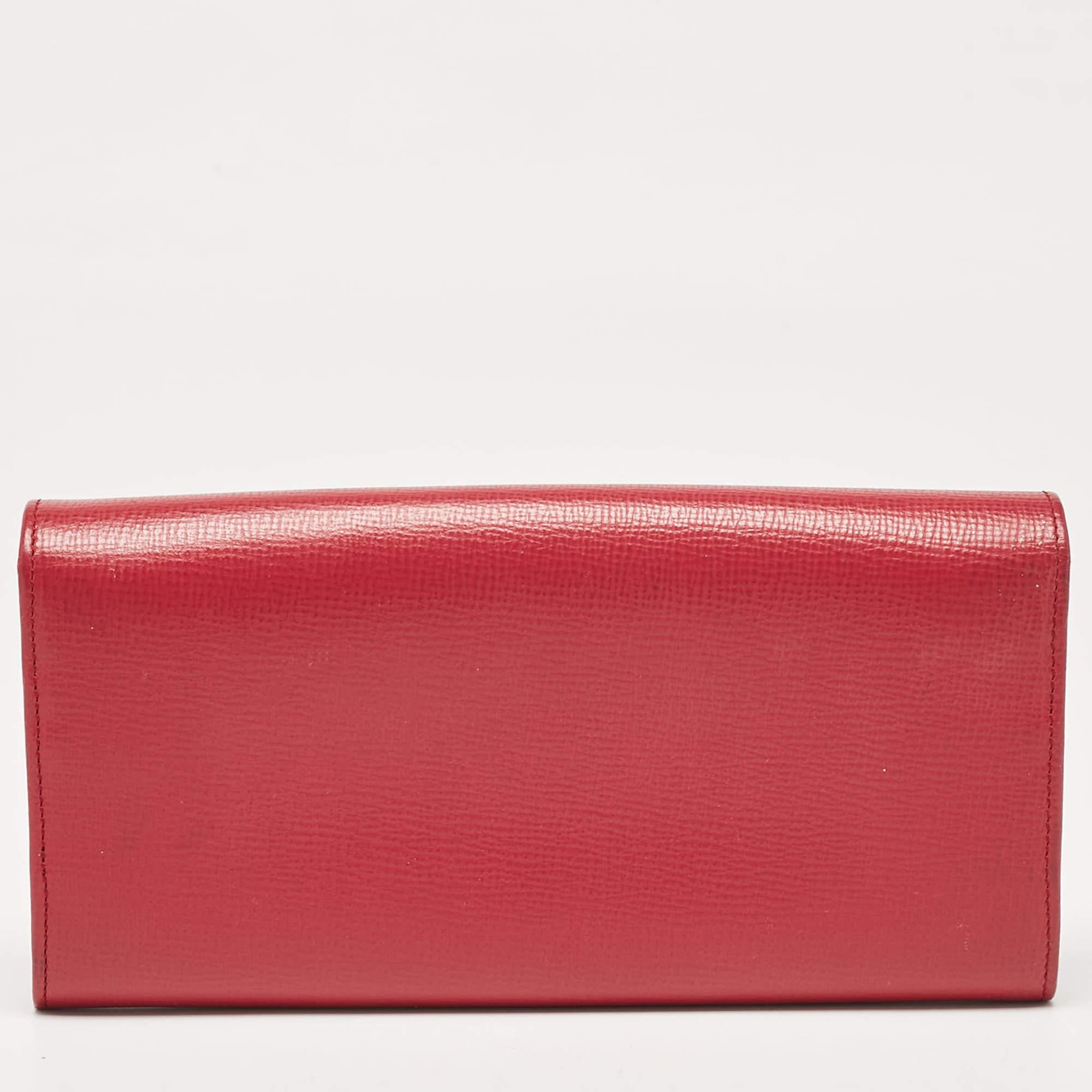 Bally Pink Leather Logo Flap Continental Wallet For Sale 1