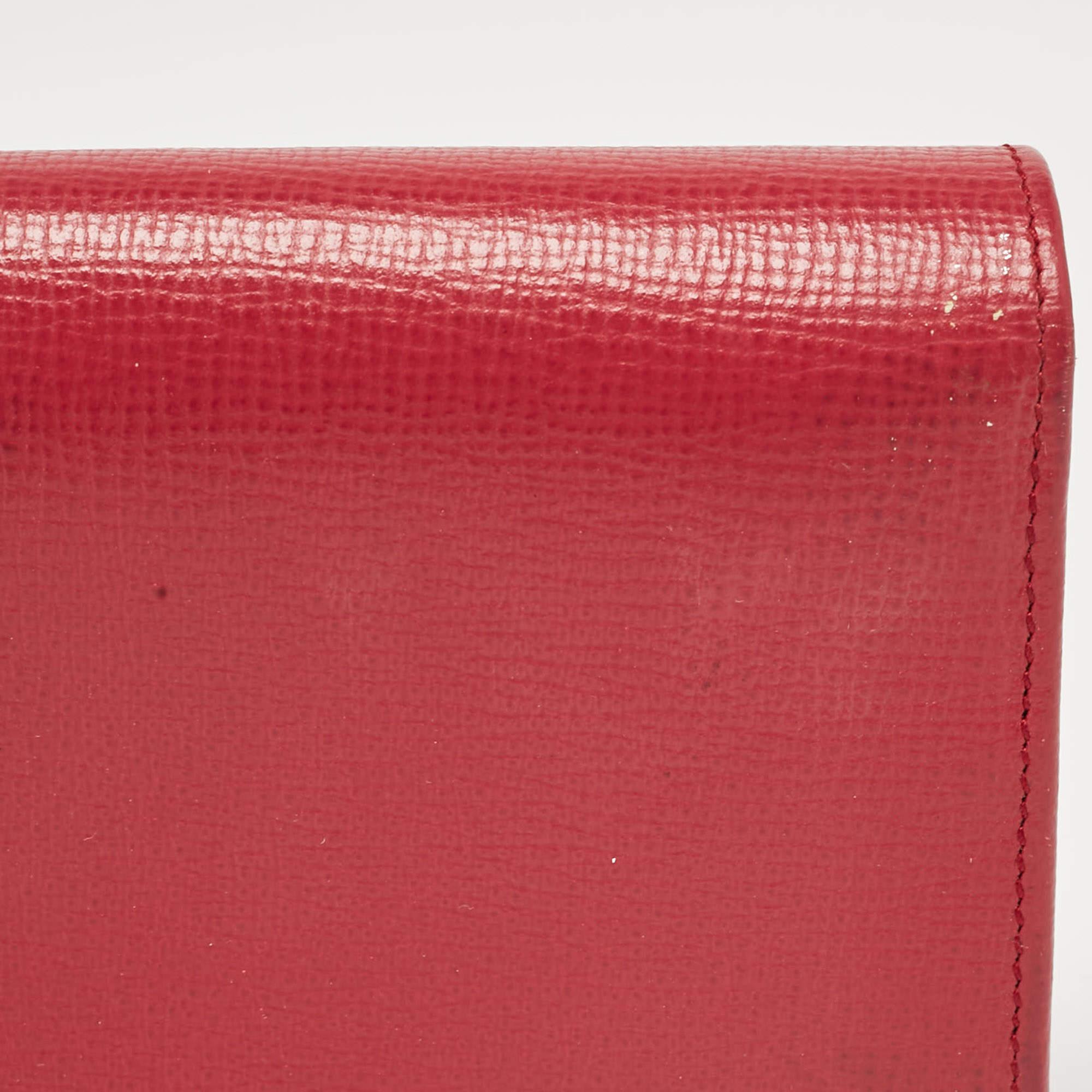 Bally Pink Leather Logo Flap Continental Wallet For Sale 3