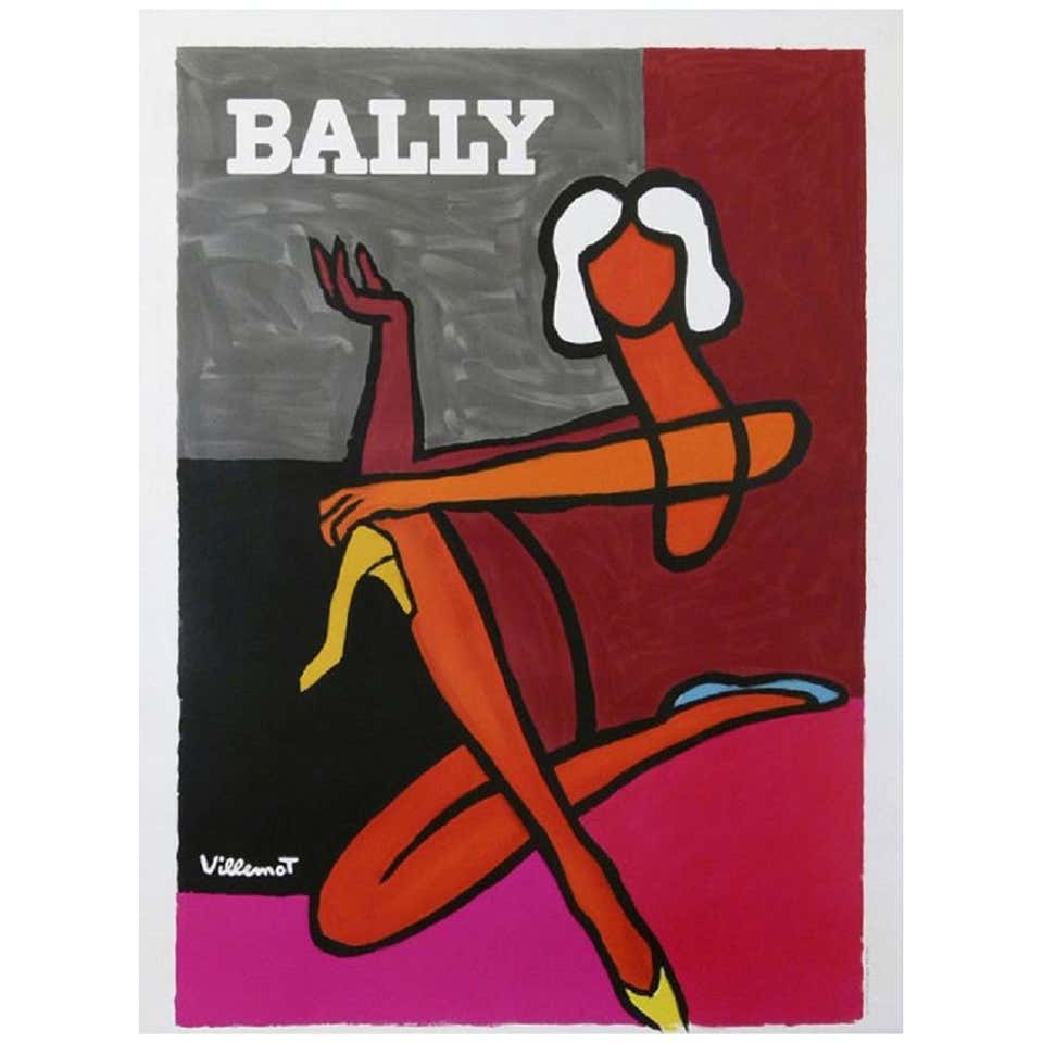 Vintage Poster Original Bally Pink, Villemot 1970 Fashion Art Design at ...