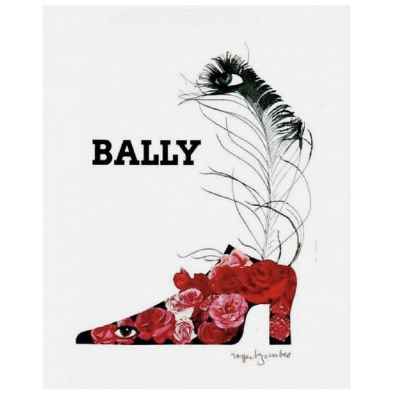 Vintage Poster Original Bally Plume Poster Bezombes French Art Fashion Design  For Sale