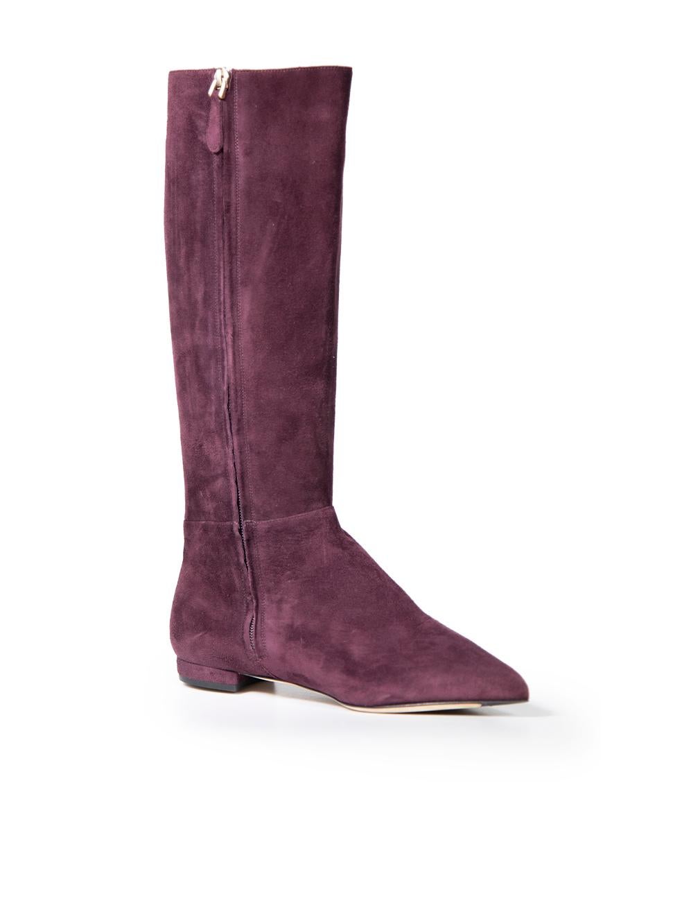 CONDITION is Very good. Minimal wear to boots is evident. Minimal wear to the right boot with bubbling to the sole on this used Bally designer resale item.
 
 
 
 Details
 
 
 Purple
 
 Suede
 
 Boots
 
 Mid calf
 
 Point toe
 
 Side zip fastening
