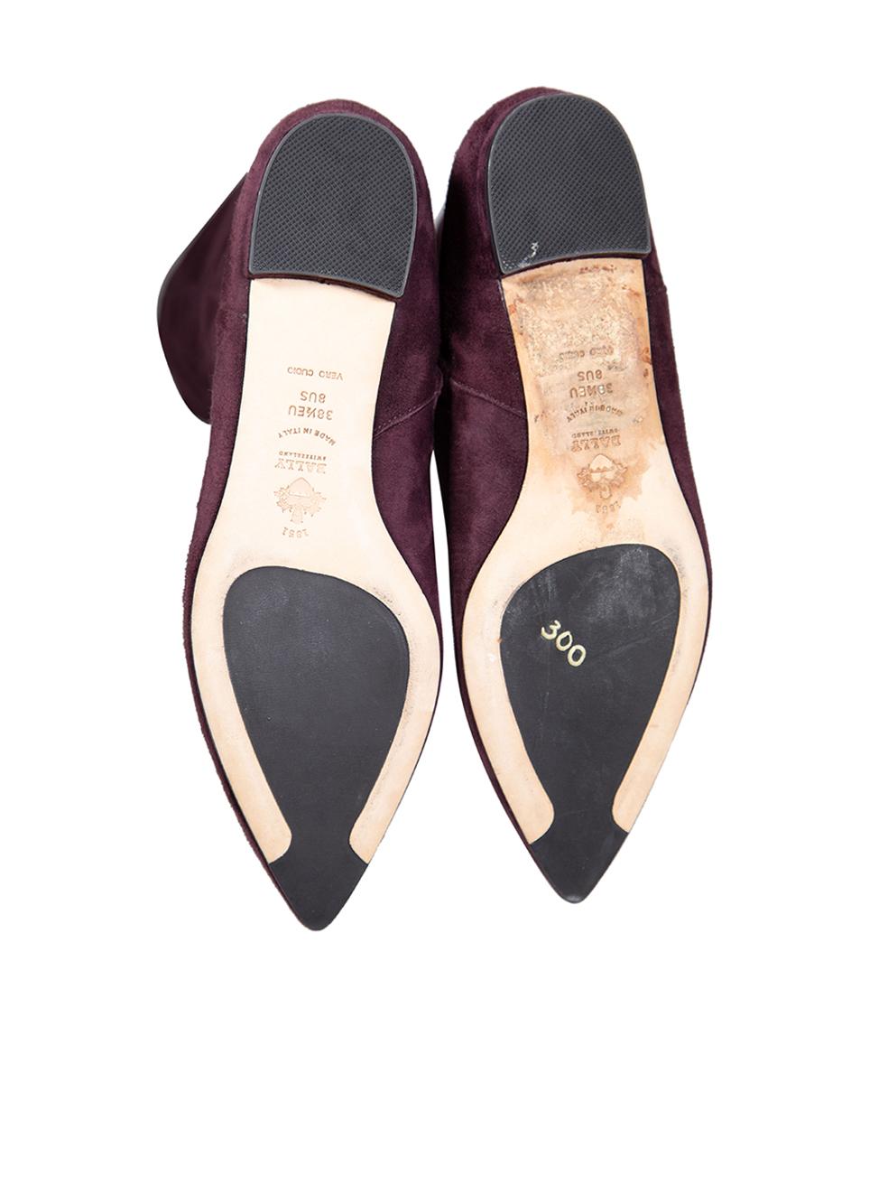 Bally Purple Suede Pointed-Toe Long Boots Size EU 38.5 Pour femmes en vente