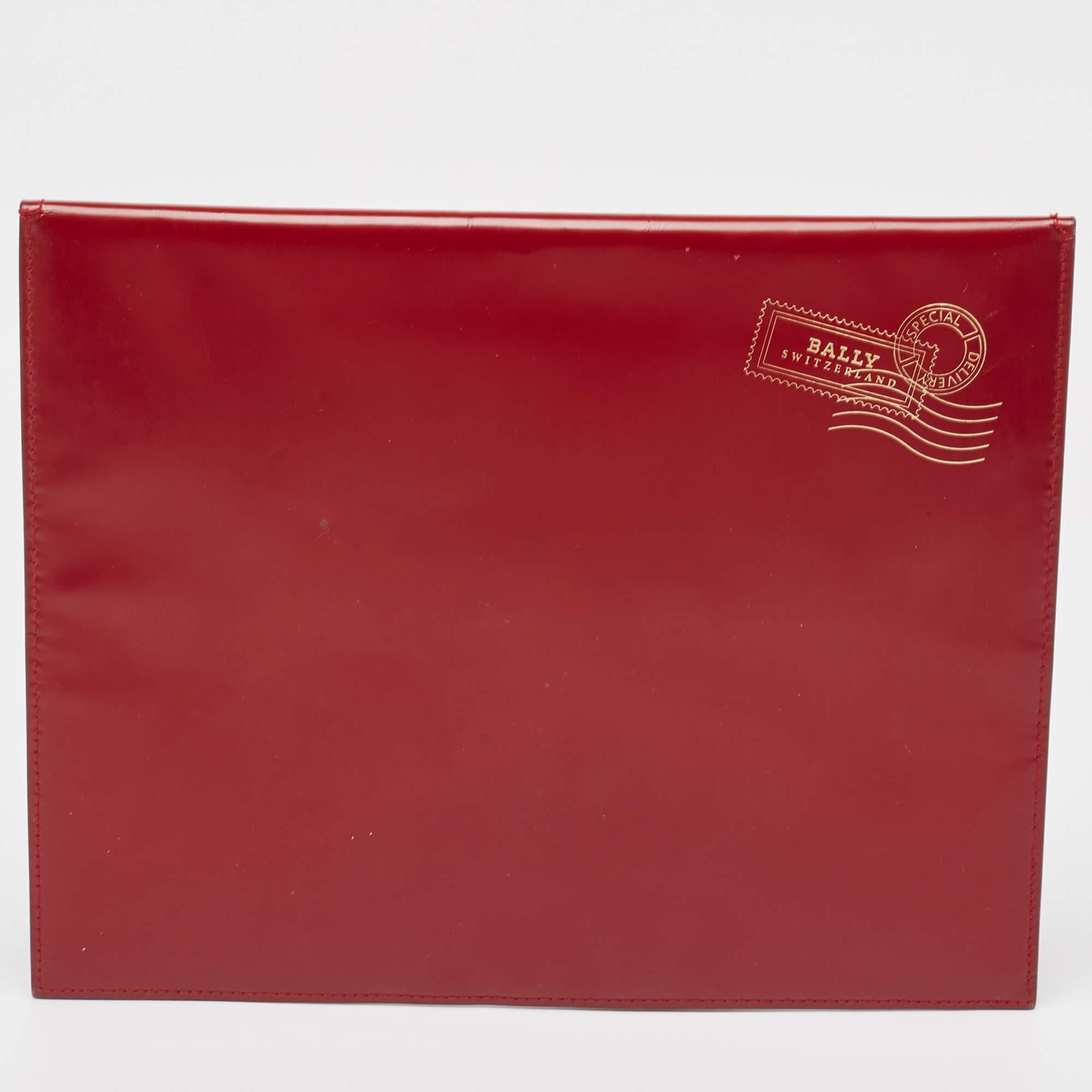 Bally Rot Glänzende Leder Umschlagstasche Damen im Angebot