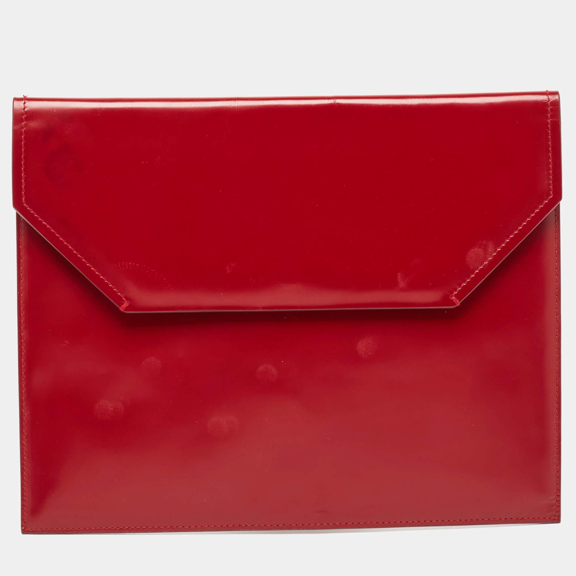 Bally Rot Glänzende Leder Umschlagstasche im Angebot 1