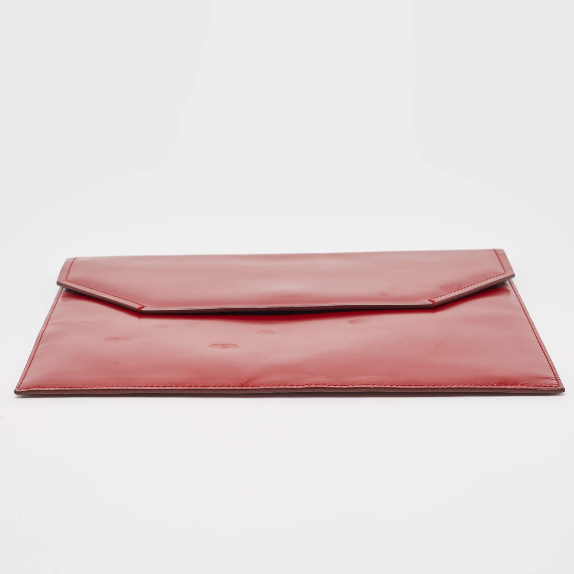 Bally Rot Glänzende Leder Umschlagstasche im Angebot 2