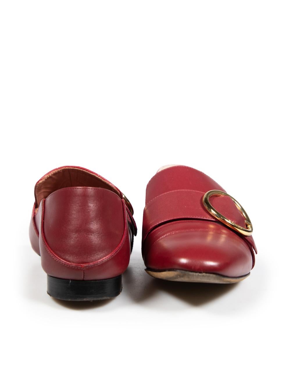 Bally Red Leather Round Toe Loafers Size IT 38 In Good Condition For Sale In London, GB