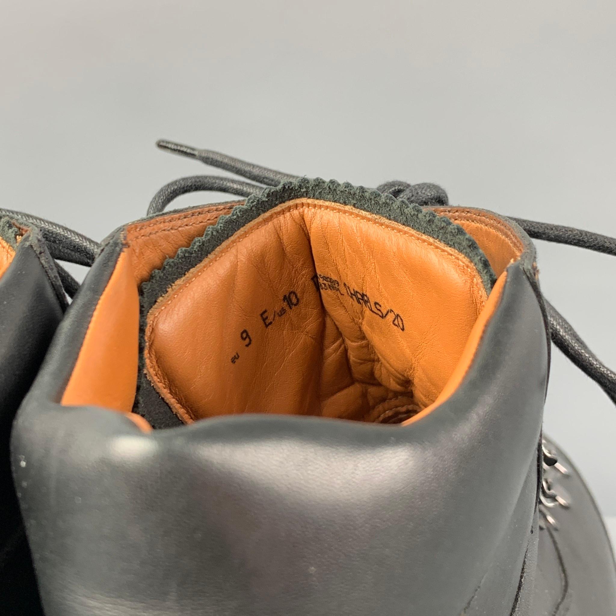 BALLY Size 10 Black Leather Charls Hiking Boots In Good Condition In San Francisco, CA