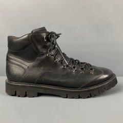 BALLY Size 10 Black Leather Charls Hiking Boots