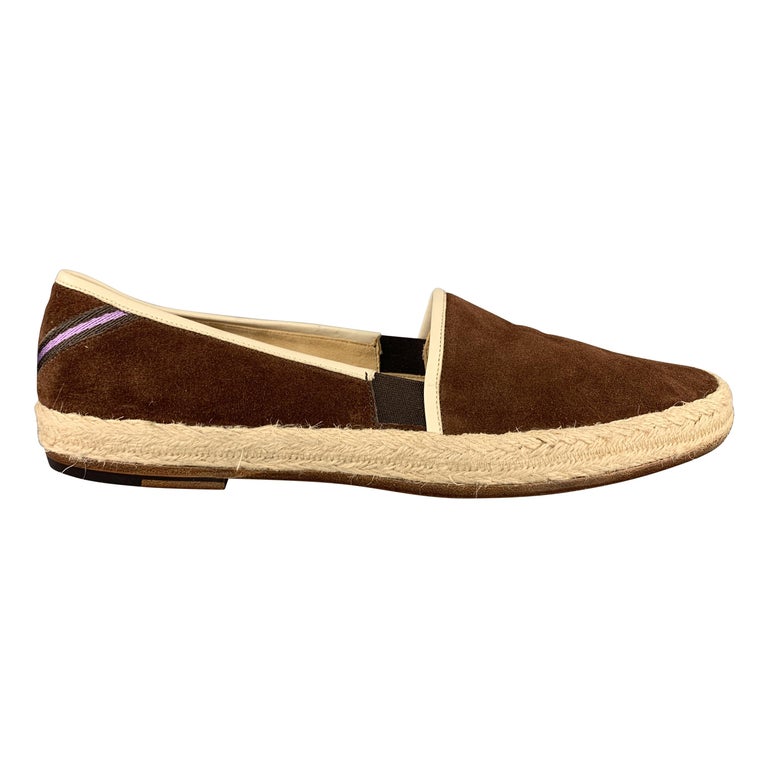 BALLY Size 10 Brown Solid Suede Slip On Loafers For Sale at 1stDibs