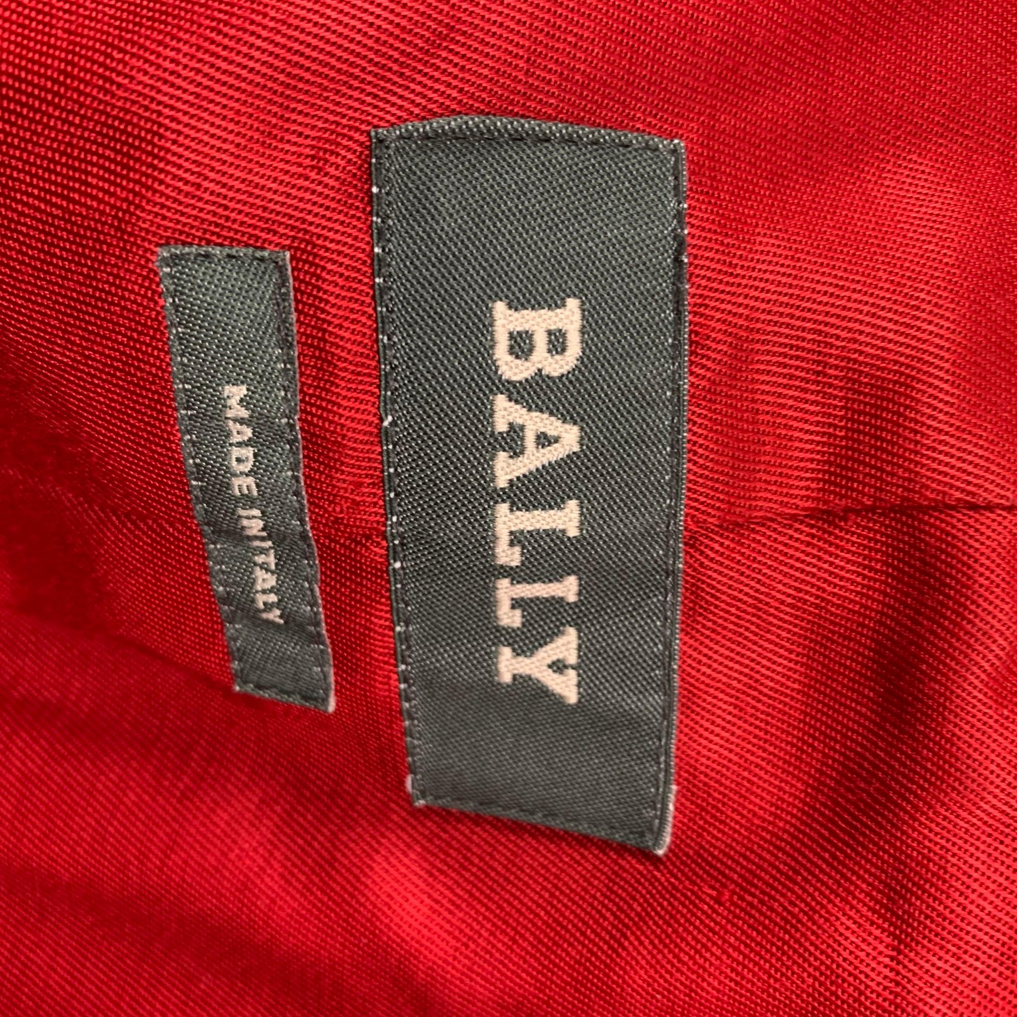 BALLY Size 10 Red Wool Blend Textured Peacoat 2