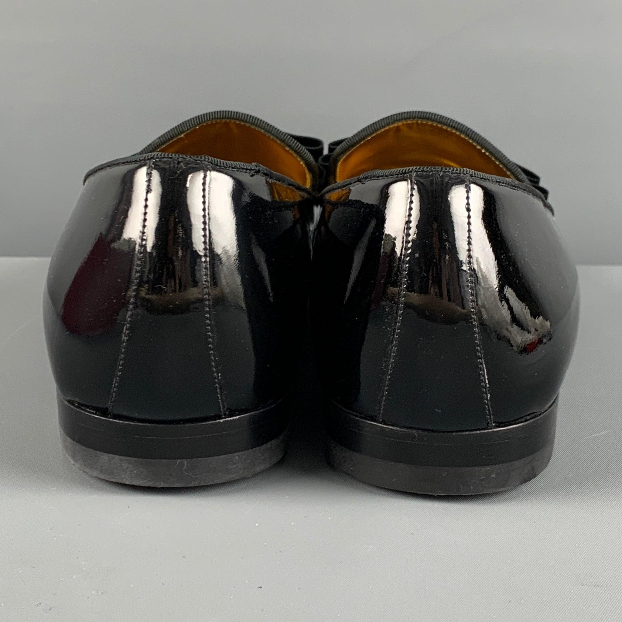 BALLY Size 11 Black Solid Leather Slip On Loafers In Excellent Condition For Sale In San Francisco, CA