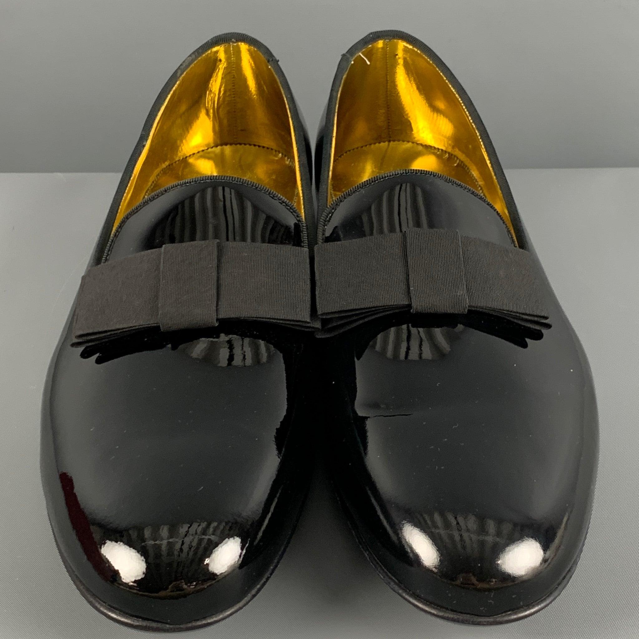 Men's BALLY Size 11 Black Solid Leather Slip On Loafers For Sale
