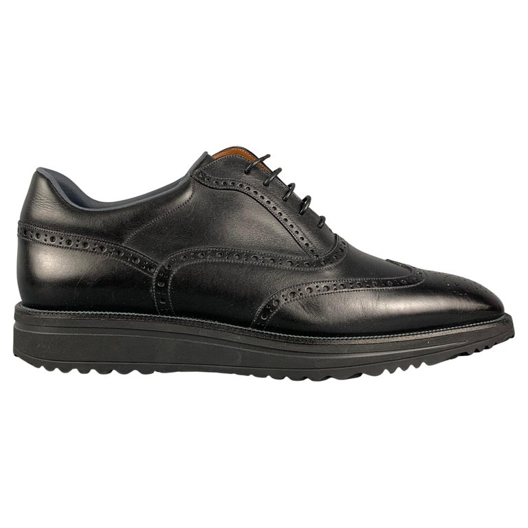 BALLY Size 11.5 Black Antique Leather Wingtip Lace Up Shoes For Sale at  1stDibs