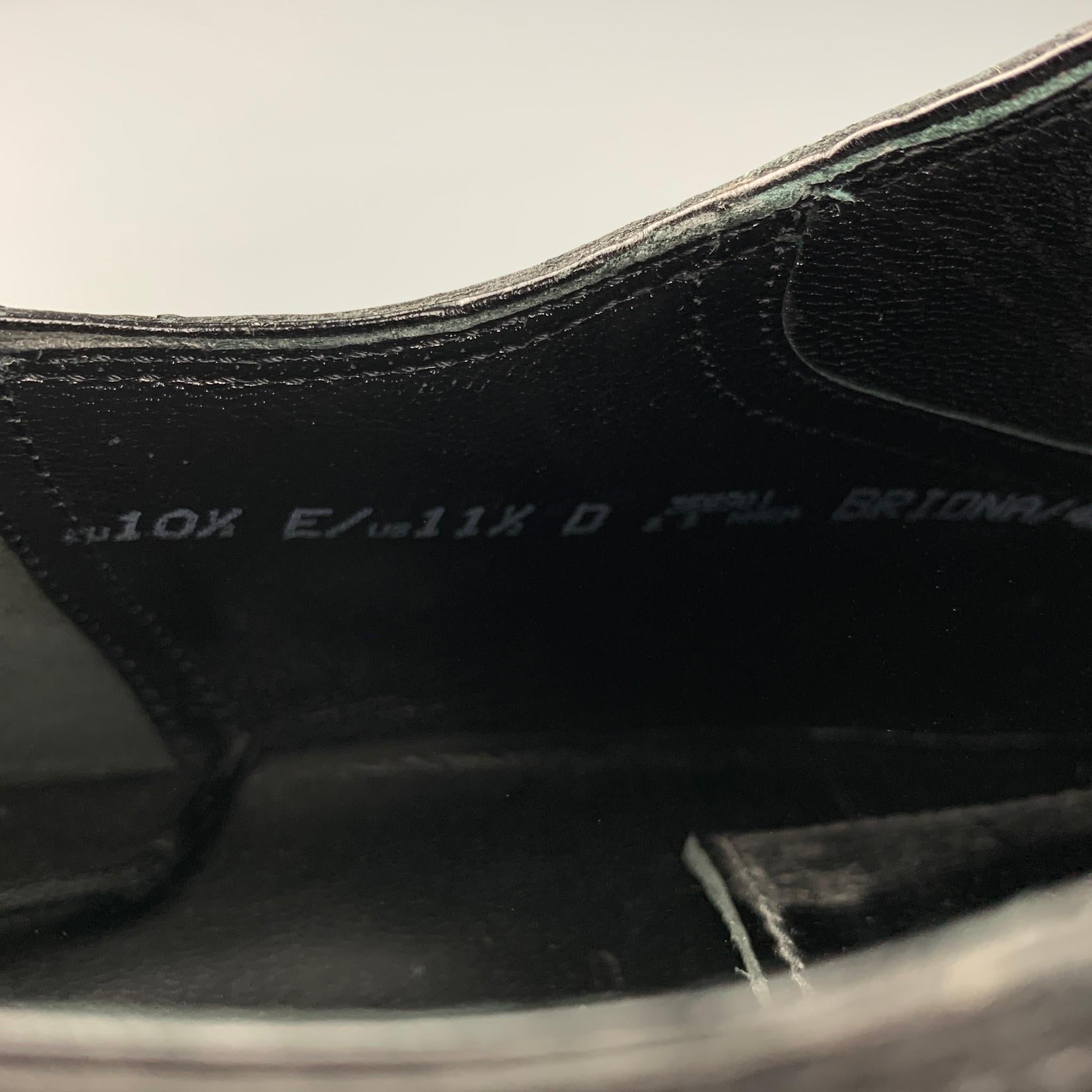 BALLY Size 11.5 Black Perforated Patent Leather Lace Up Shoes 1