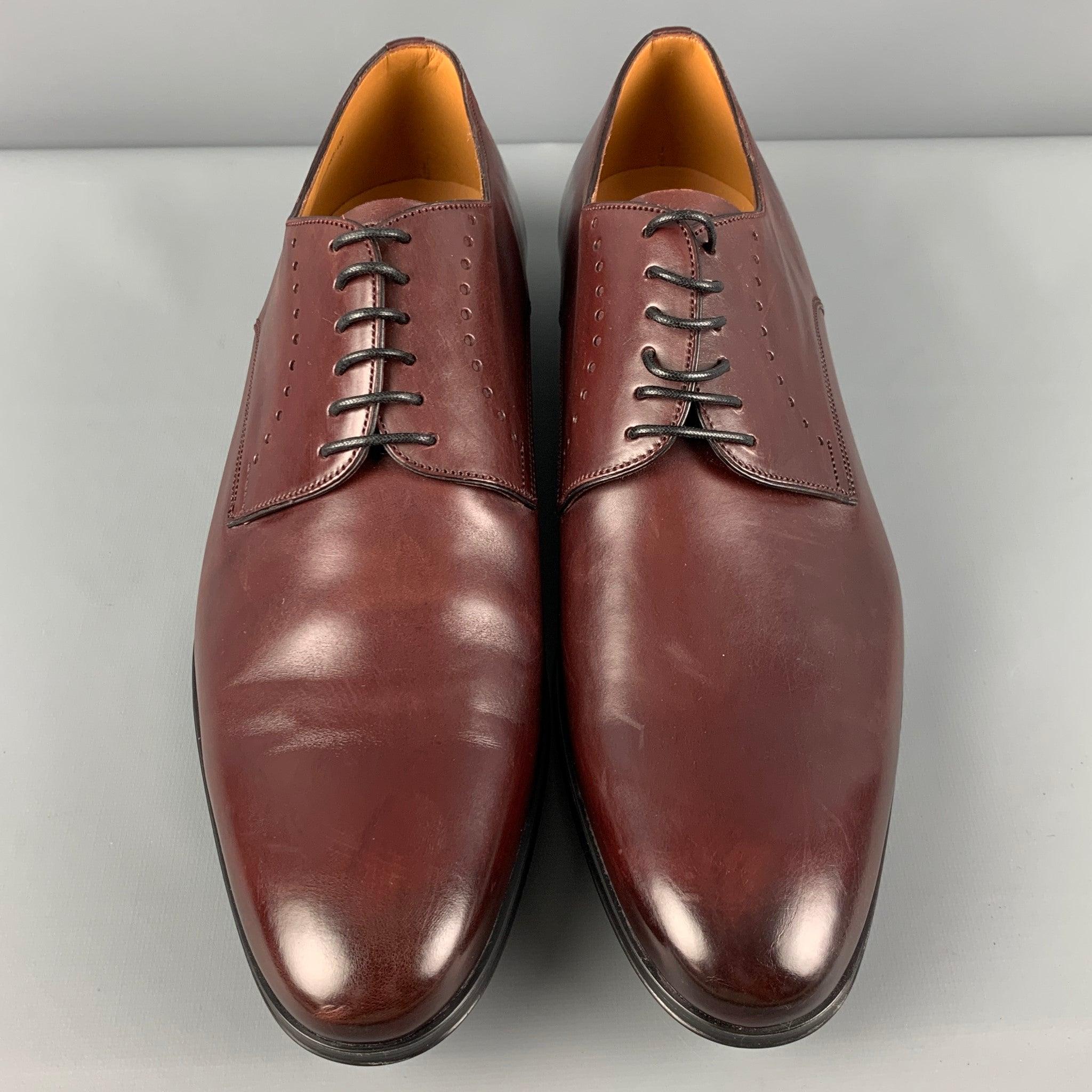 Men's BALLY Size 11.5 Burgundy Leather Lace Up Shoes For Sale