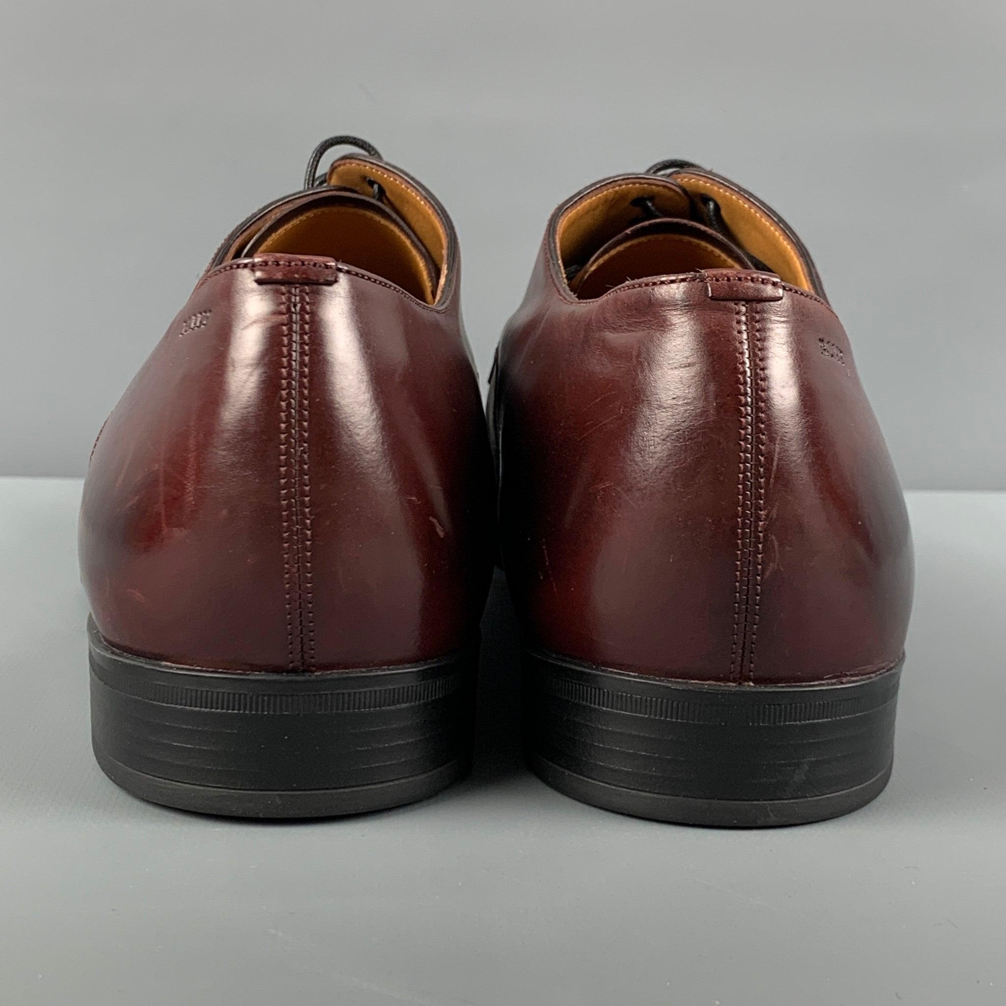 BALLY Size 11.5 Burgundy Leather Lace Up Shoes For Sale 1