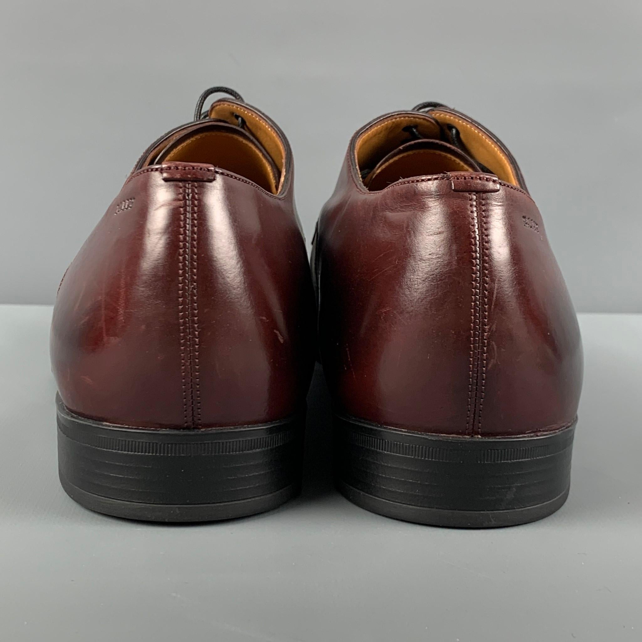 BALLY Size 11.5 Burgundy Leather Lace Up Shoes In Good Condition In San Francisco, CA