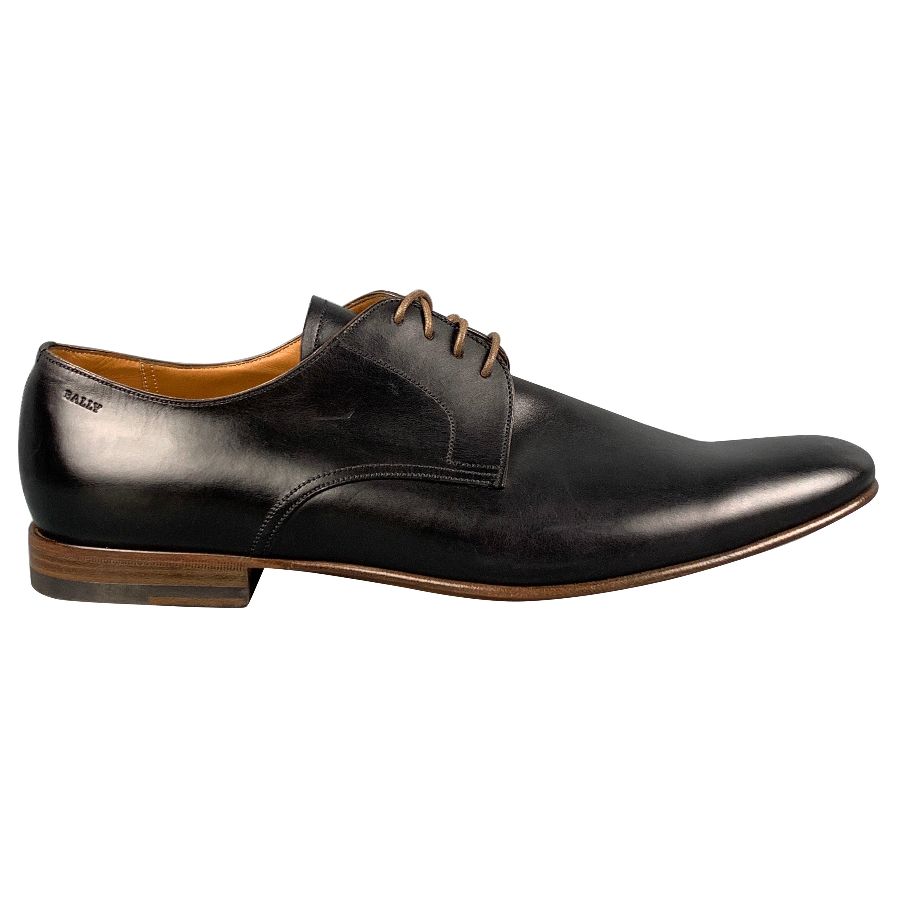 BALLY Taille 12 Chaussures Besty en cuir noir à lacets