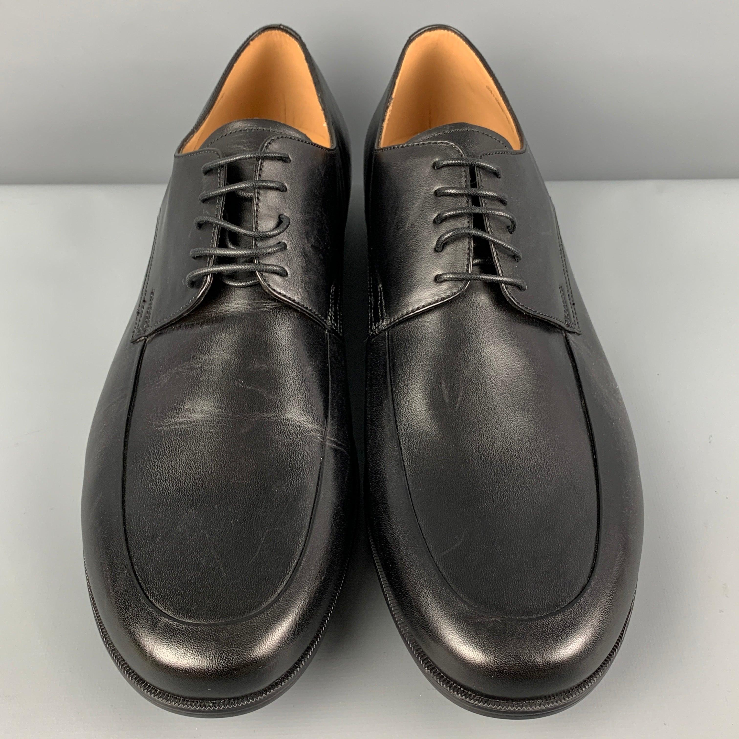 Men's BALLY Size 12 Black Leather Lace Up Haldo Shoes For Sale