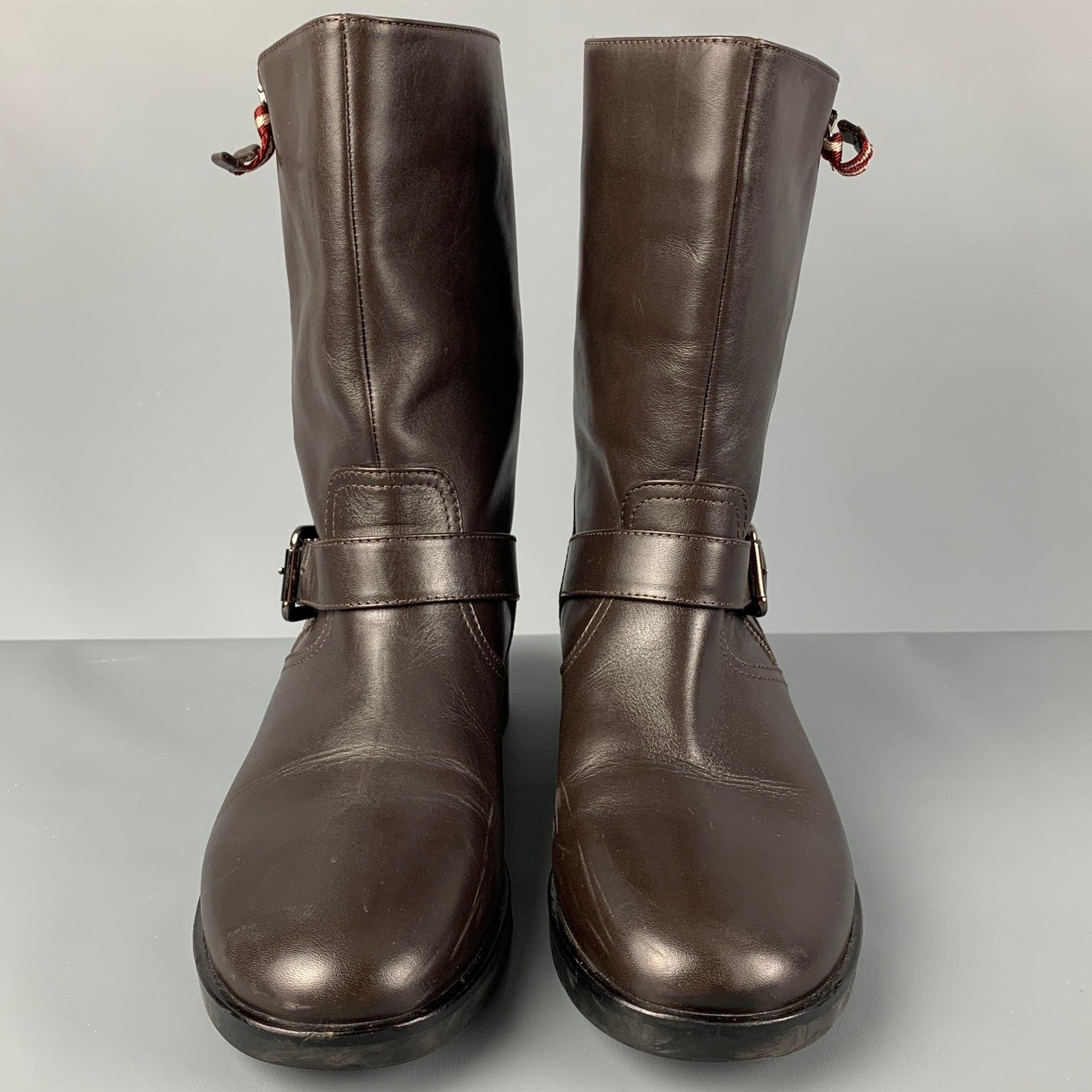 Women's BALLY Size 12 Brown Leather Belted Desia Boots For Sale