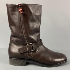 BALLY Size 12 Brown Leather Belted Desia Boots