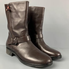 BALLY Size 12 Brown Leather Solid Belted Women Boots