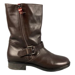 BALLY Size 12 Brown Leather Solid Belted Women Boots